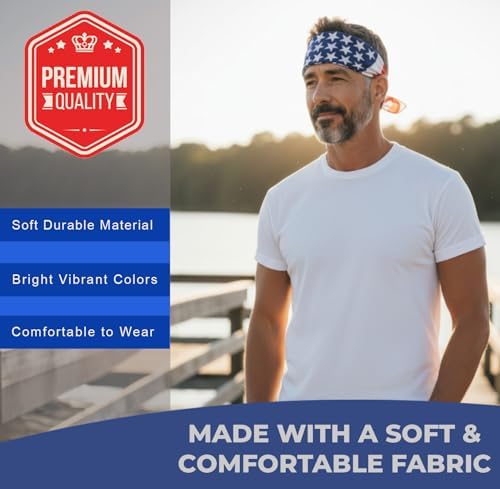 Costume Adventure American Flag Bandana Headband for Men and Women | Men's Patriotic USA Flag Bandana USA Apparel Clothing Bandanna America Apparel