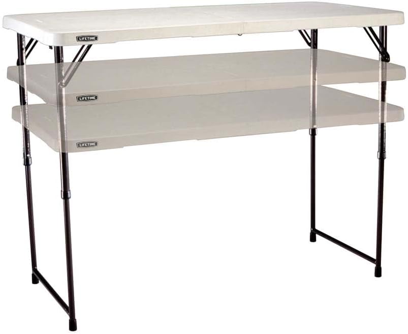 LIFETIME Fold-in-Half Adjustable Folding Table, 4 Foot