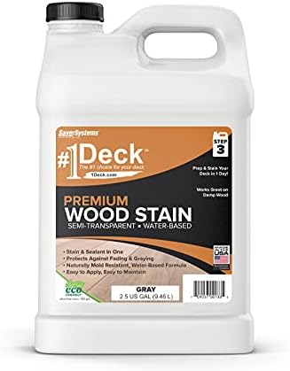 #1 Deck Premium Wood Stain - Semi-Transparent, Water Based, Sealer in One - 1 Gallon
