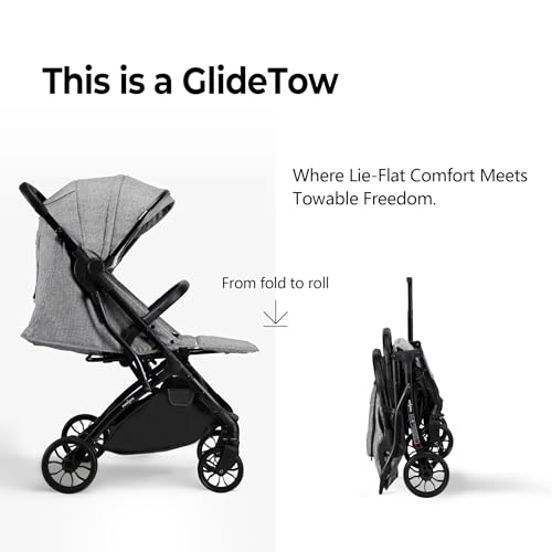 newyoo GlideTow TR18 Travel Stroller, Compact & Lightweight, Muted Olive | Newborn to toddler, foldable, self-standing design, 175° near-flat recline, large mesh window, trolley mode & UPF 50+ canopy