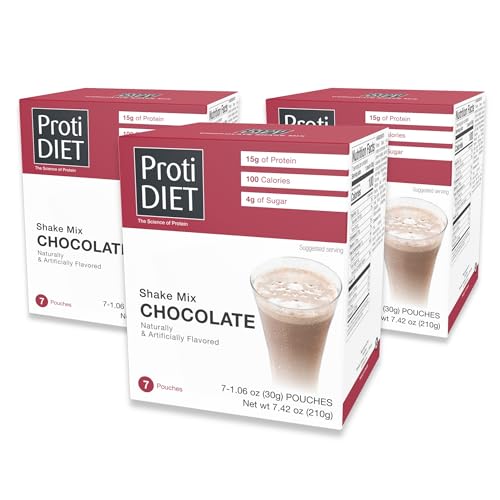 ProtiDIET Chocolate Protein Shake - Low Fat, High Protein Drink for a Healthy Active Lifestyle - Quick and Easy Preparation Chocolate Protein Drink - 7 pouches per box | 15g High Protein with Fiber, Low Carb Chocolate Shake, Low Sugar, Rich Cocoa Flavor…
