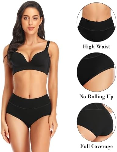 Womens Tummy Control Underwear Cotton High Waisted Full Briefs