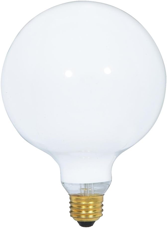 Satco S3003 100 Watt G40 Incandescent, Gloss White, Medium Base, 120 Volts (Pack of 4)