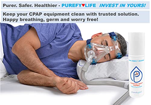 PUREFY Purefypro CPAP Cleaner and Sanitizer Spray (3.4oz, 2pk). TSA Travel Size. No Rinse. No Residue. Kills 99.9999% Norovirus, Flu Virus, and Fungi