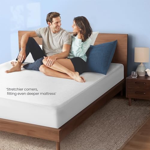 TASTELIFE Queen Waterproof Mattress Protector, Microfiber, 60x80 Inches | 8"-21" Deep Pocket Smooth Fitted Cover, Soft Breathable & Noiseless, Vinyl-Free Machine Washable