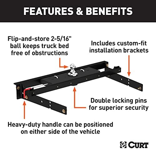 Double Lock Gooseneck Hitch Kit with Brackets, Compatible with Select C/K