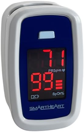 SmartHeart Fingertip Pulse Oximeter | Pulse Rate Monitor, Blood Oxygen Saturation, LED Display, Portable for Home & Sports Use