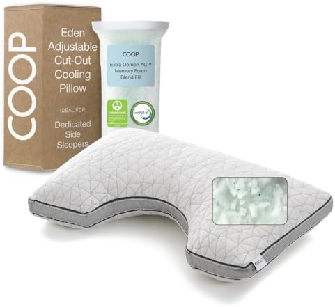 Coop Home Goods Eden Bed Pillow Queen Size for Sleeping on Back, Stomach and Side Sleeper- Medium Soft Memory Foam Cooling Gel - CertiPUR-US/GREENGUARD Gold