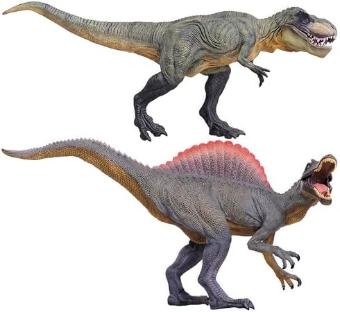 Gemini&Genius Dinosaurs Tyrannosaurus Rex and Spinosaurus Action Figures Toys, Gifts, Stocking Stuffer, Cool Birthday Cake Topper