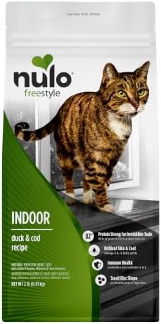 Nulo FreeStyle Dry Cat Food Indoor - Duck & Cod, High Protein Grain-Free Dry Cat Food, Natural Kibble with Probiotics and Omegas Fatty Acids, 4lb Bag
