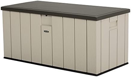 LIFETIME 60254 Heavy-Duty Outdoor Storage Deck Box, 150 Gallon, Desert Sand/Brown & Master Lock 140DLH Padlock, 1 Pack, Bronze/Silver