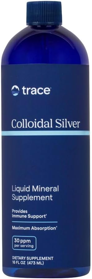 Trace Minerals Colloidal Silver Liquid Supplement, 16 oz | 30 PPM bio-active hydrosol, 99% pure silver, no additives or preservatives, distilled water base, super-oxygenated