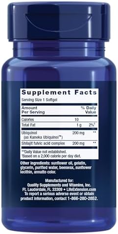 Life Extension Super Ubiquinol CoQ10 with Enhanced Mitochondrial Support, Heart Health Supplement, Maximum Absorption, 50 mg, Non-GMO, Gluten-Free, 30 softgels | Ultra-Absorbable Ubiquinol CoQ10 with Shilajit for Heart Health & Cellular Energy Production…