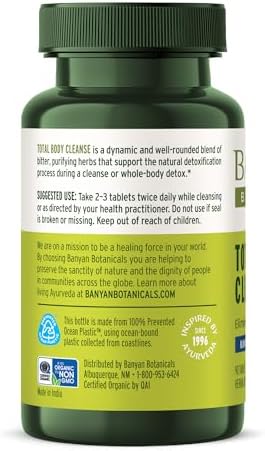 Banyan Botanicals Organic Total Body Cleanse – Systemic Detox & Metabolic Reset Supplement – with Manjistha & Amla for Liver and Blood Purity