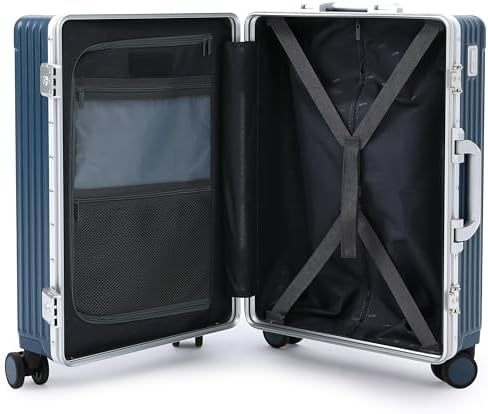 Nobl Travel Carry on Luggage, Zipperless Aluminum Frame, TSA Locks | PC Hard Shell Suitcase, Airline Approved, 360° Spinner Wheels, USB Charging Port, Cup & Phone Holder, 22.5x15x9.5, Ivory