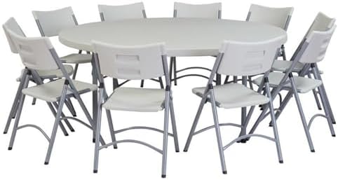 National Public Seating BT-R Series Steel Frame Round Blow Molded Plastic Top Folding Table, 700 lbs Capacity, 71" Diameter x 32" Height