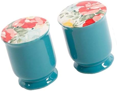 The Pioneer Woman Vintage Floral Ceramic Salt and Pepper Shaker Set,red, white, green