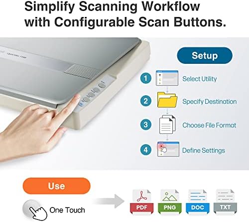 Plustek OS1180 - Flat Scanner for Graphics and Documents in A3 Format, Design Suitable for Libraries