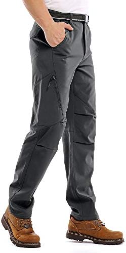 Men's Waterproof Pants Fleece Lined Insulated Winter Hiking Ski Snow Pants