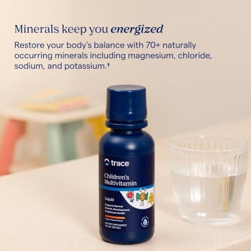 Trace Minerals Children’s Multivitamin Liquid, Tropical Punch, 8 fl oz | Full-spectrum ionic trace minerals, Zinc immune support