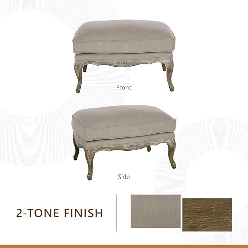 Lexicon Parlier Show Wood Accent Chair - Mid Century Modern Chair for Living Room, Traditional French Country Style, Padded Arms, Reversible Cushion, Solid Wood Frame, Arrives Assembled, Neutral