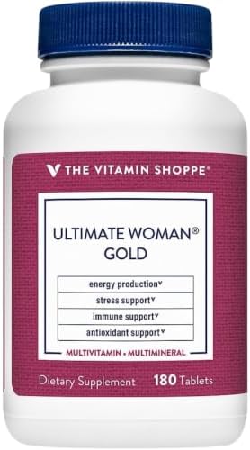 The Vitamin Shoppe Brand Ultimate Woman's Gold Multivitamin, 90 Tablets | Women’s Multivitamin with Iron, B Vitamins & Vitamin D3 for Energy Production, Bone & Immune Health Support, Gluten Free