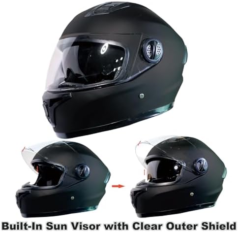 Full Face E-Bike Helmet Black DOT Dirt Bike Casual Dual Visor Helmet