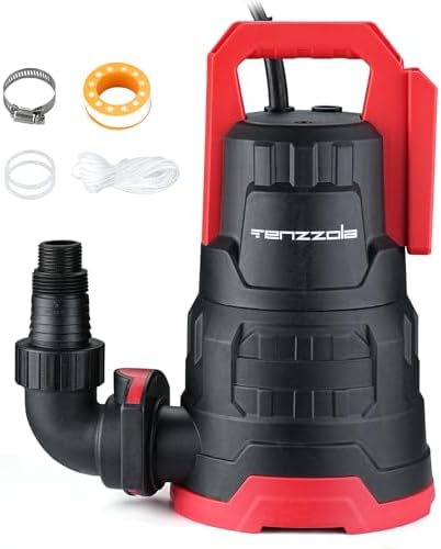 Sump Pump, 1/3 HP 1850GPH Automatic Submersible Utility Water Pump, Portable Electric Low Level Drain Water Removal Pump with Sensor Switch for Swimming Pool Basement Garden Pond Draining