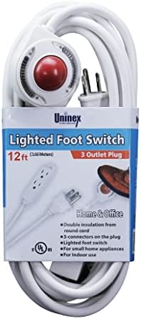 Uninex PS54 Lighted Foot Switch Extension Cord, 12-Foot