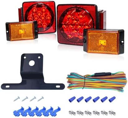 MAXXHAUL 70205 Trailer Light Kit - 12V All LED, Left and Right Waterproof Submersible for Trailers, Boat Trailer Truck Marine Camper RV Snowmobile