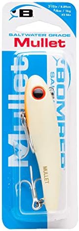 Bomber Lures Mullet Slow-Sinking Twitch / Walking Saltwater Fishing Lure - Excellent for Speckled Trout, Redfish, Stripers and More, 3 1/2 Inch, 5/8 Ounce