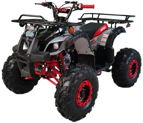 X-PRO 125cc ATV 4 Wheels Quad 125 ATV Quads with LED Lights, Big 19"/18" Tires!（Army Black）