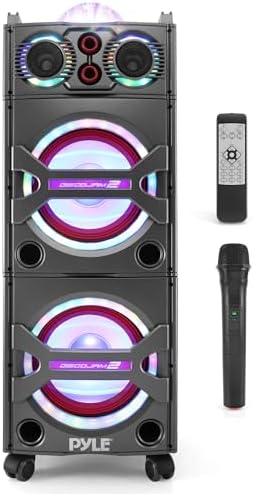 Pyle Wireless Active PA Speaker System - 1000W Portable High Powered Bluetooth Compatible Outdoor Sound Speaker w/ USB SD MP3 FM Radio AUX RCA LED DJ Lights - 35mm Stand Mount, Remote