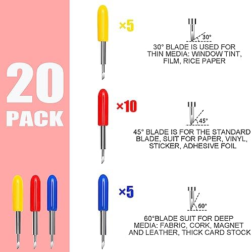 THANMAO 20 Pcs Replacement Blades Compatible with Explore Air 2/Air 3/Explore 4/Maker/Maker 3/Maker 4 Cutting Machines（5 Fine-Point Blades, 10 Standard Blades and 5 Deep Cutting Blades）