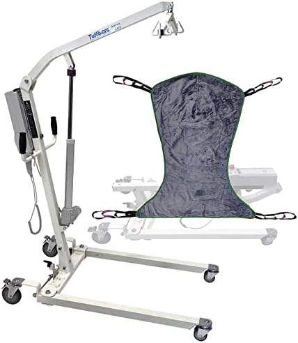 Electric Patient Lift - Rhino Lift with Manual Low Base - with Universal Divided Leg Sling(Large), 450 lb. Weight Capacity.