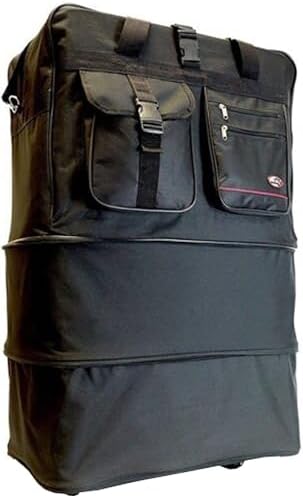 40" Rolling 3 Tiers Expandable Wheeled Duffle Bag / Lightweight Spinner Suitcase Luggage (24" x 16" x 40")