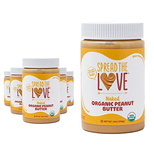 Spread The Love NAKED Organic Peanut Butter, 16 oz Jar, 1 Pack