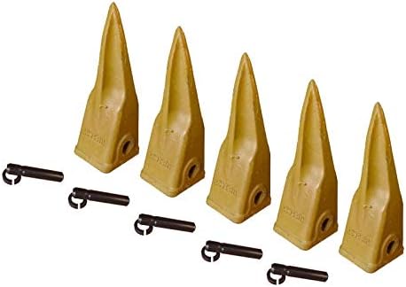 Backhoe Bucket Cat Style Tiger Teeth with pins & retainers, Set of 5, 1U3202TL