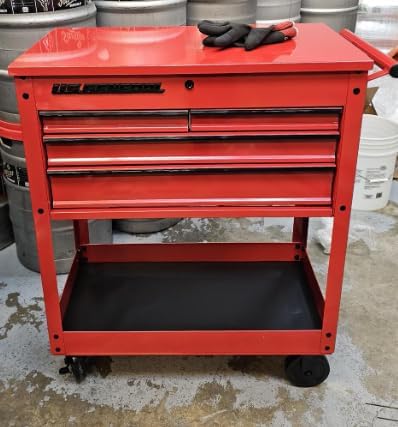 30 In. 4 Drawer Tech Cart, (Side Tray Sold Separately), RED, Black, Green, Yellow, Orange, Blue