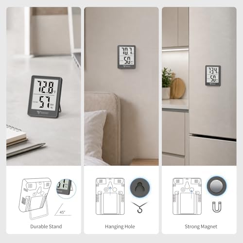 DOQAUS 3 Pack Digital Hygrometer Indoor Thermometer Humidity Monitor Black