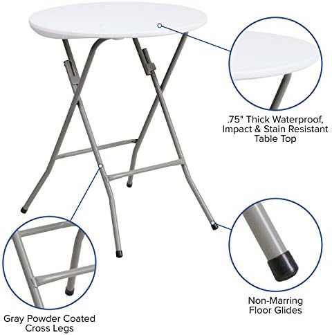 Flash Furniture 5' Round All-Occasion Plastic Folding Event Table for Parties and Trade Shows, Folding Banquet Table for Indoor/Outdoor Events, White