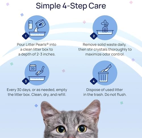 Litter Pearls Micro Crystals Unscented Non-Clumping Crystal Cat Litter with Odorbond, 7 lb, White, Clear and Blue Crystals (LPMC7)