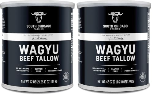 South Chicago Packing 100% Pure Wagyu Beef Tallow, 42 Ounces – Paleo & Keto Friendly Cooking Fat for Searing, Sautéing & Frying
