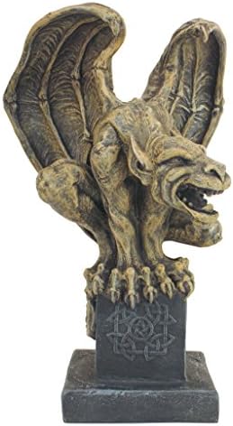 Design Toscano Abbadon Gothic Gargoyle Indoor/Outdoor Garden Statue on Celtic Base, 12 Inches Tall, Cast Stone Resin, Two Tone Stone Finish
