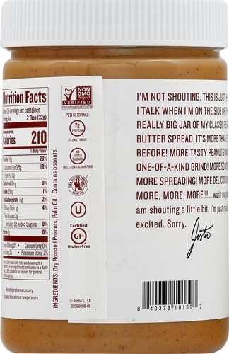 Justins, Peanut Butter Blend Honey Jar, 16 Ounce