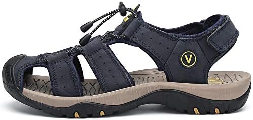 FLARUT Men's Sport Sandals Closed Toe Leather Water Hiking Shoes