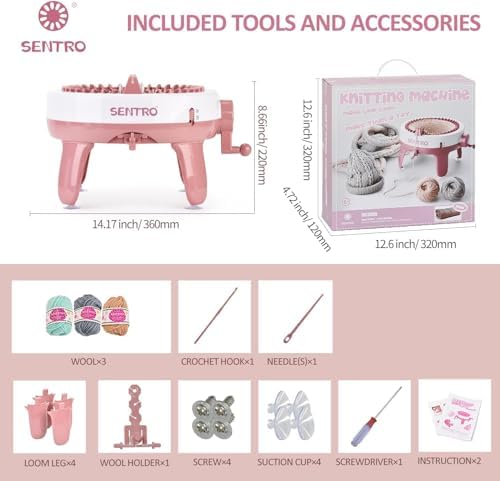 SENTRO 40 Needles Knitting Machine, All-in-One Knitting Loom Machine