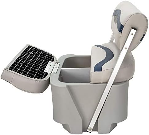 DeckMate® Complete Premium Pontoon Flip Flop Seat and Base (Gray/Blue/Charcoal)