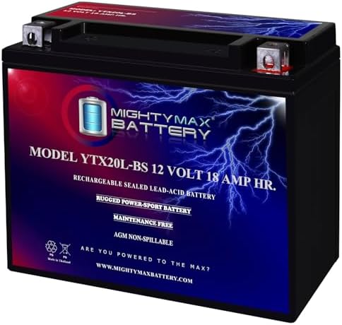 Mighty Max Battery YTX20L-BS Battery for Yamaha Big Bear Grizzly Kodiak YFM400 400, 450