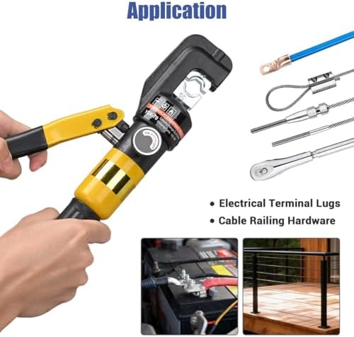 Yescom 10 Ton Hydraulic Crimping Tool Wire Crimper with 9 Hex Dies | Ideal for 3/16" to 1/8" cable railing system tensioning & 12 to 2/0 AWG electrical battery lug terminals, YES0584